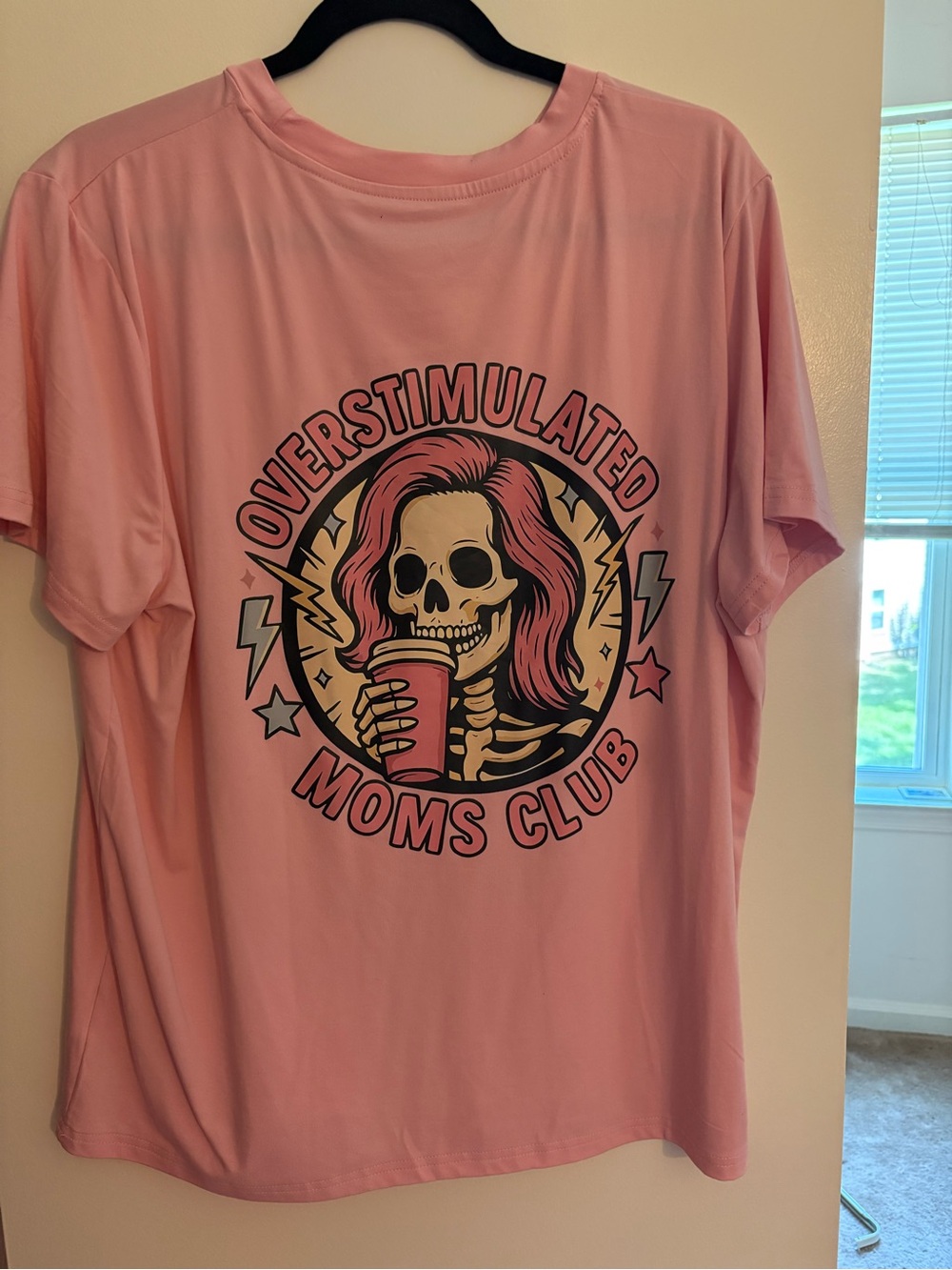 Pink Graphic Tee with Skull Logo - Picture 2 of 3